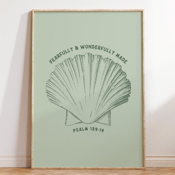 Psalm 139 Coastal Granddaughter Prints Christian Wall Art Bible Verse Decor Product Apartment Housewarming Gift Sage Green