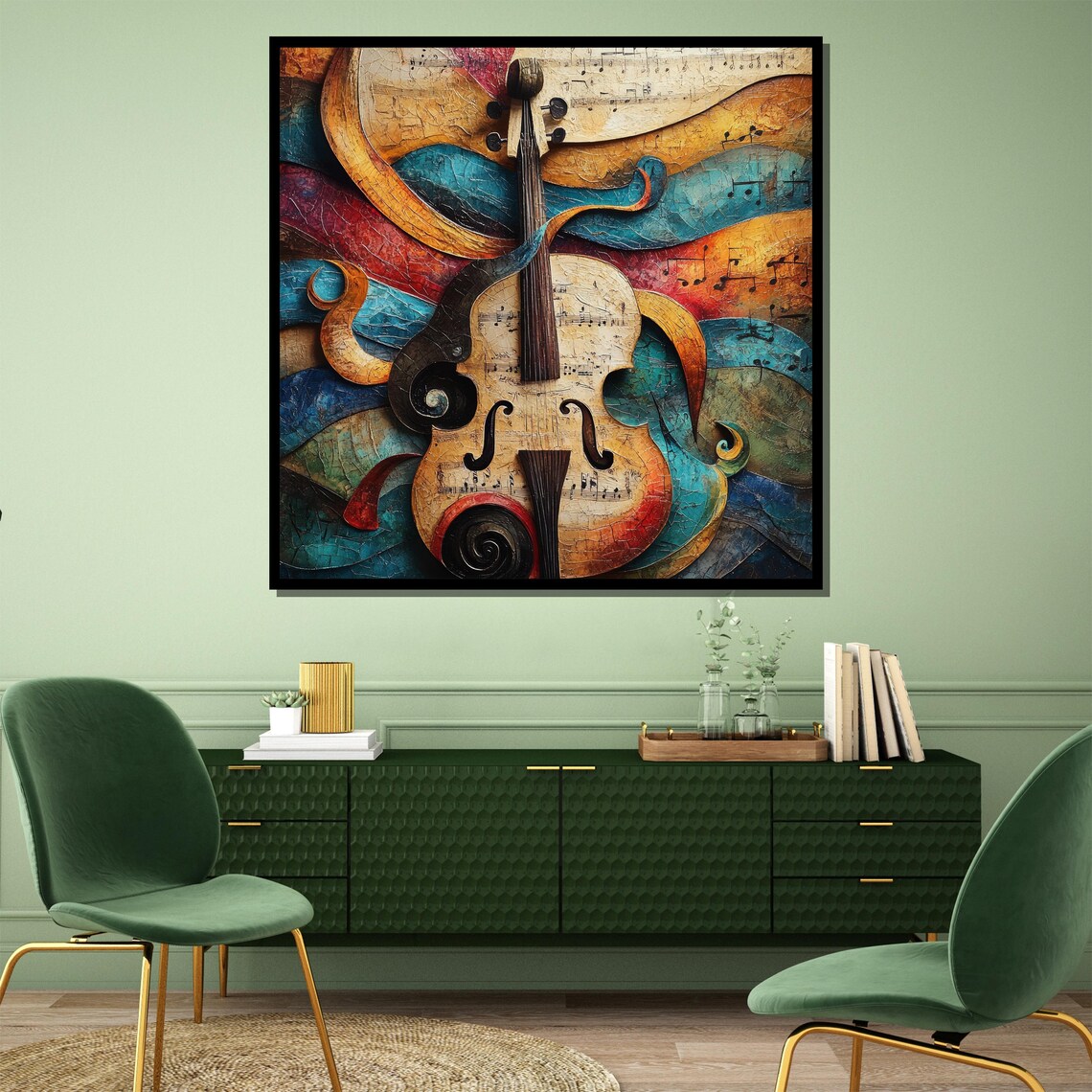 Vibrant Abstract Violin Painting in Textured Brushstrokes Poster - Image 4