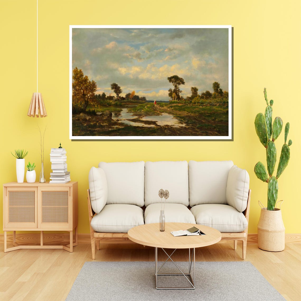 Romantic Pond and Meadow Golden Light Classic Landscape Poster - Image 4