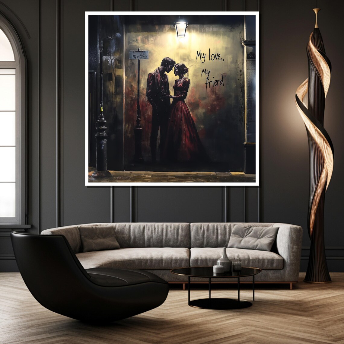 My Love My Friend Streetlight Couple Vintage Cinematic Art Poster - Image 3