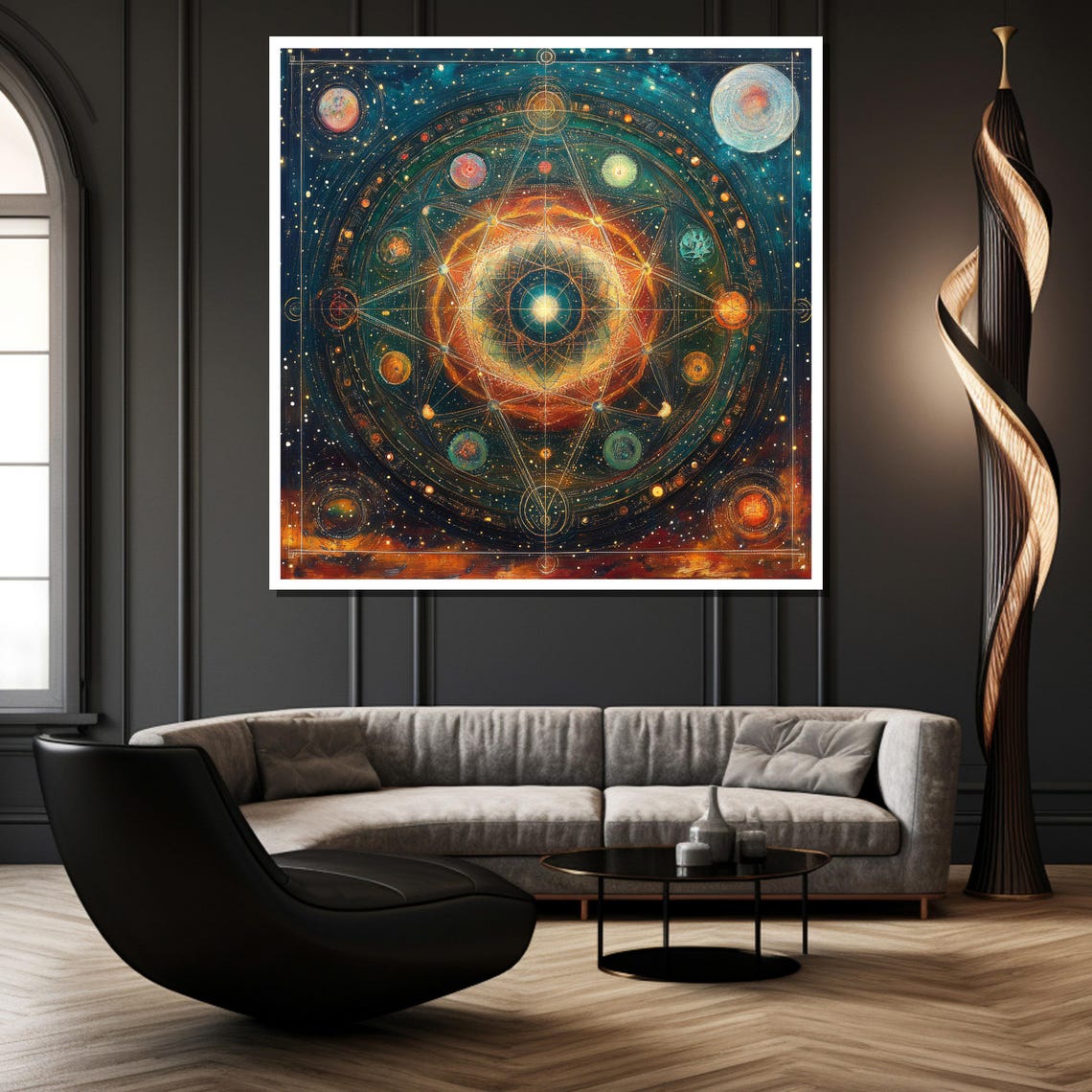 Cosmic Mandala Solar System Sacred Geometry Galaxy Wall Poster - Image 2