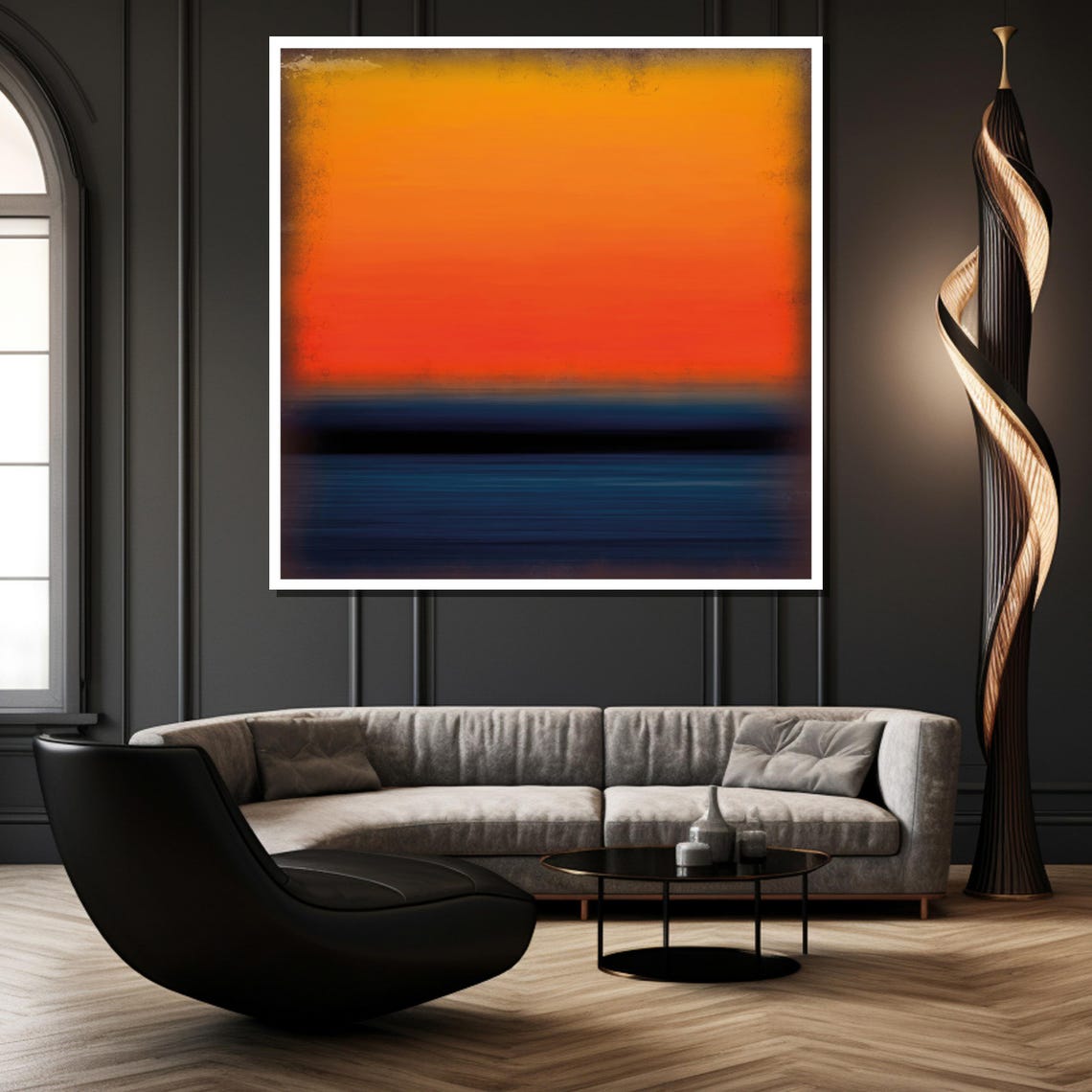 Mark Rothko Orange and Navy Abstract Sunset Color Field Poster - Image 4