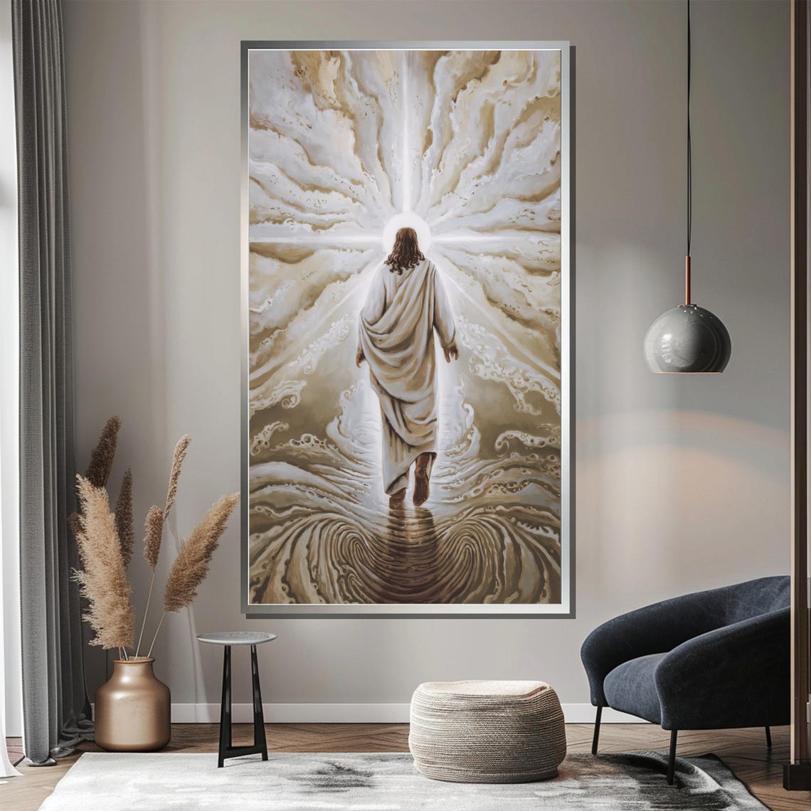 Jesus Ascension Heavenly Clouds Golden Light Christian Poster - Image 5