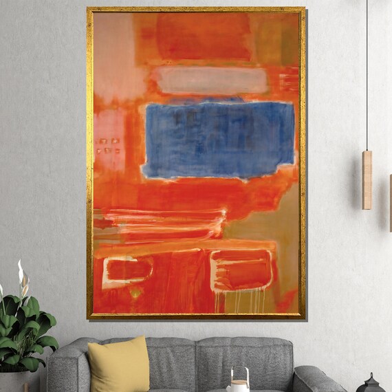 Mark Rothko Abstract Painting Vibrant Orange And Blue Wall Art For Living Room Gift For Home Decor