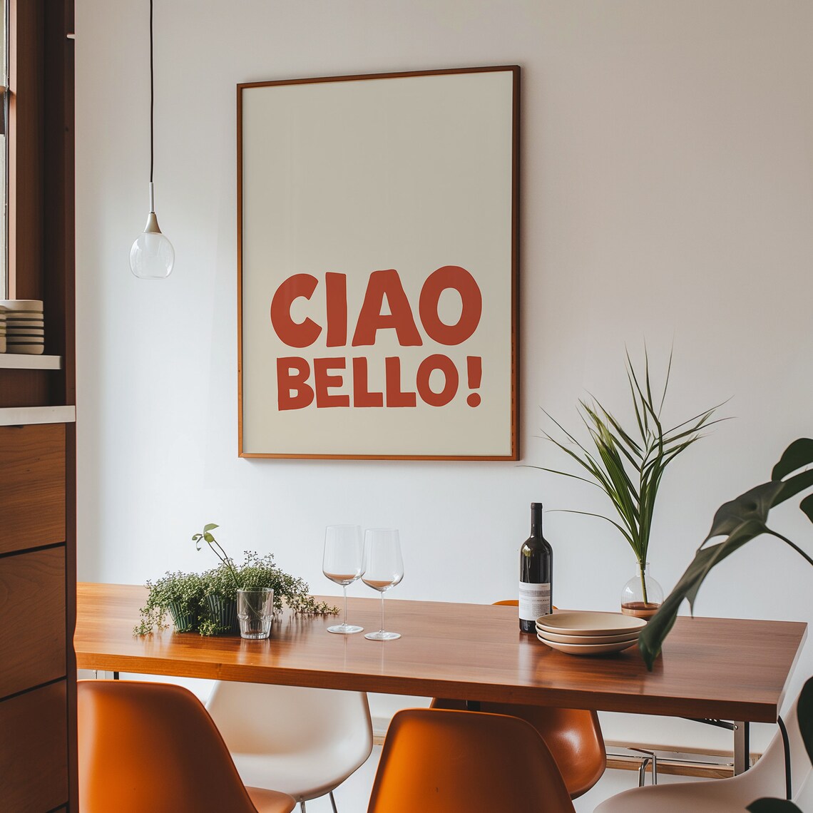 Red Ciao Bello Italian Greeting Retro Minimalist Wall Decor Poster - Image 2