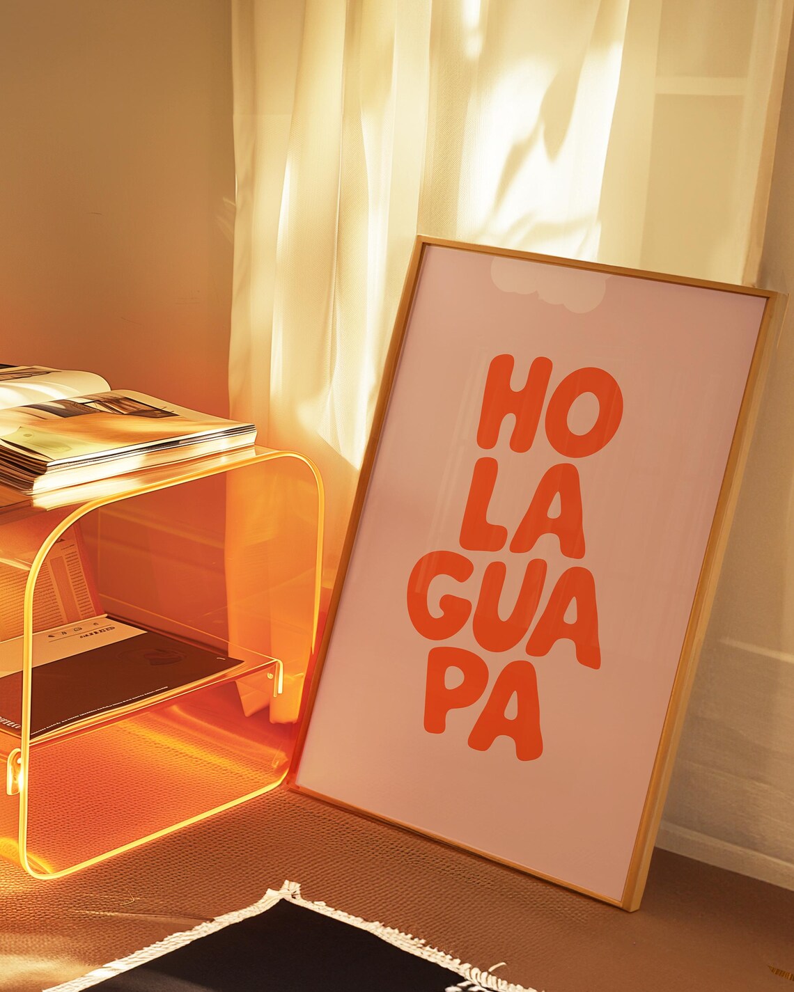 Hola Guapa Retro Spanish Love Quote Art Print - Image 3