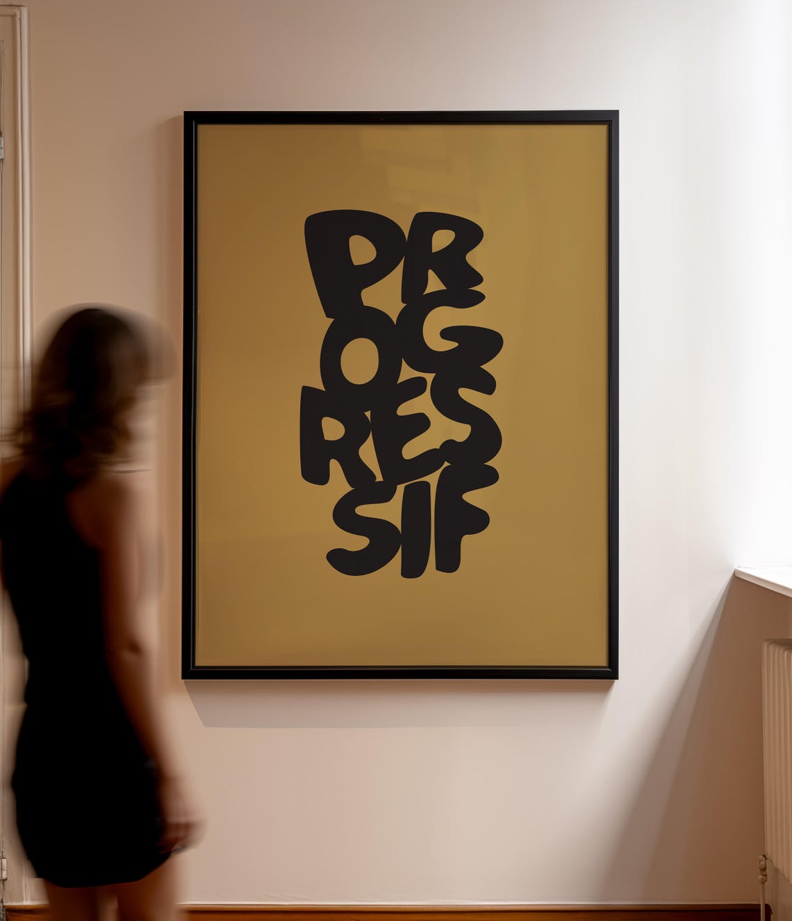 Progressif Bold Bubble Letters Mustard Minimal Typography Poster - Image 2