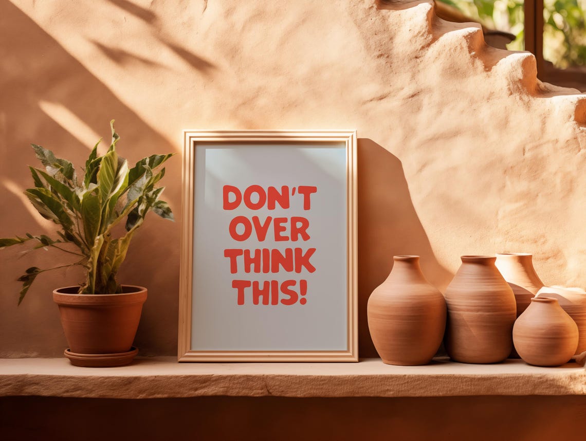 Don't Overthink This Bold Red Quote Minimalist Typography Poster - Image 3