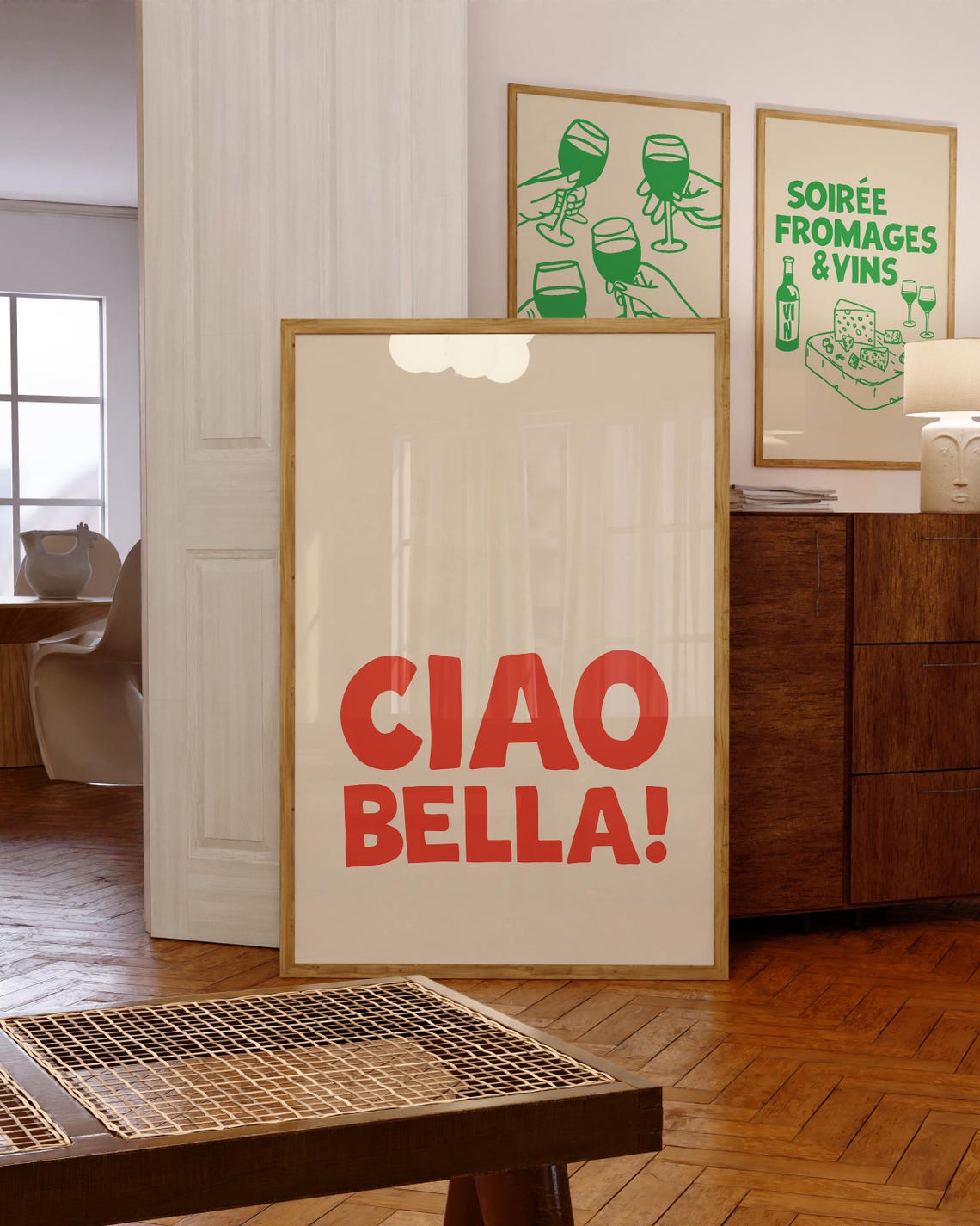 Ciao Bella Bold Red Italian Greeting Typography Fun Quote Poster - Image 2