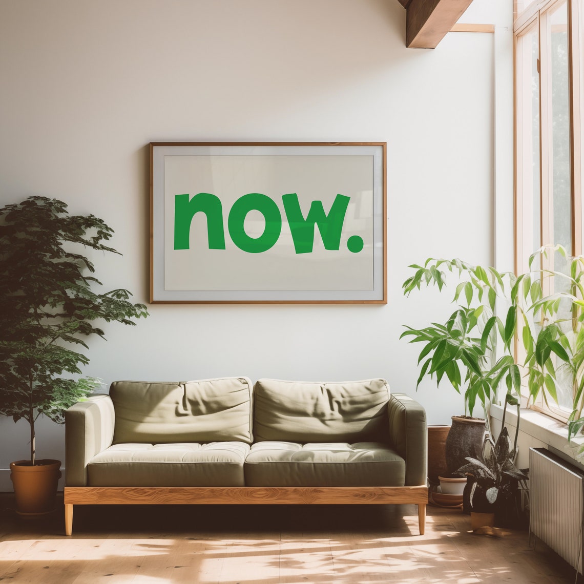 Now Green Mindfulness Reminder Minimalist Home Typography Poster - Image 3