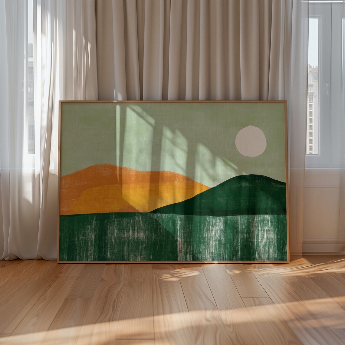 Minimalist Mountain Sunset, Abstract Landscape Poster - Image 2