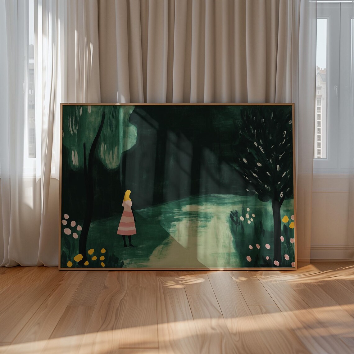 Minimalist Girl In Forest, Abstract Nature Scene - Image 4