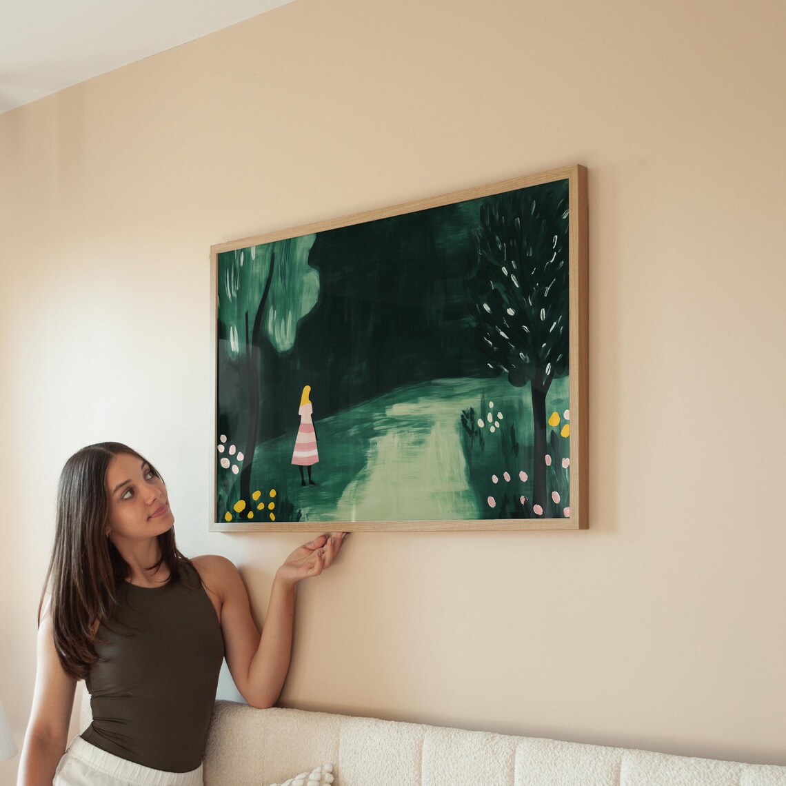 Minimalist Girl In Forest, Abstract Nature Scene - Image 3