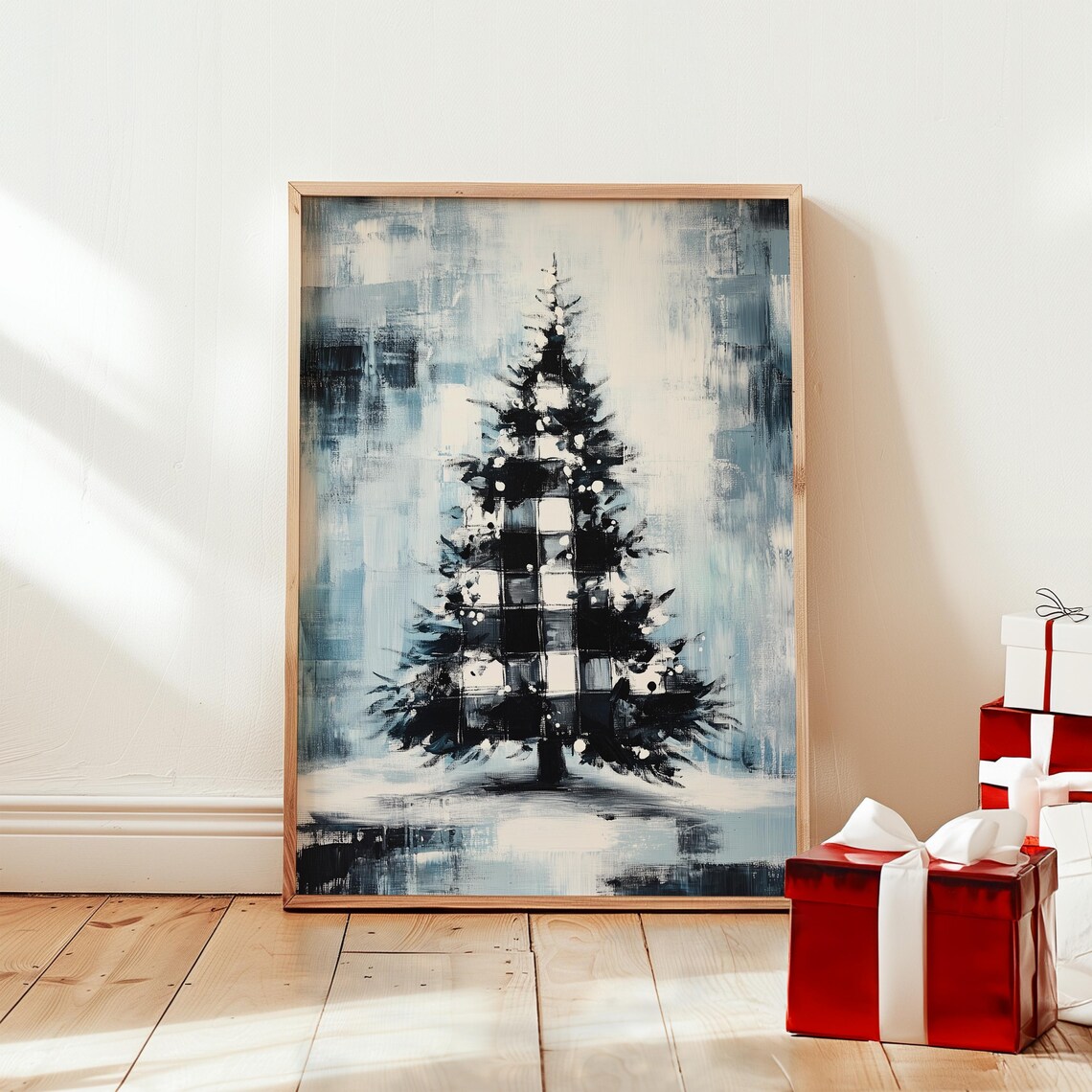 Abstract Christmas Tree Art, Minimalist Holiday Decor