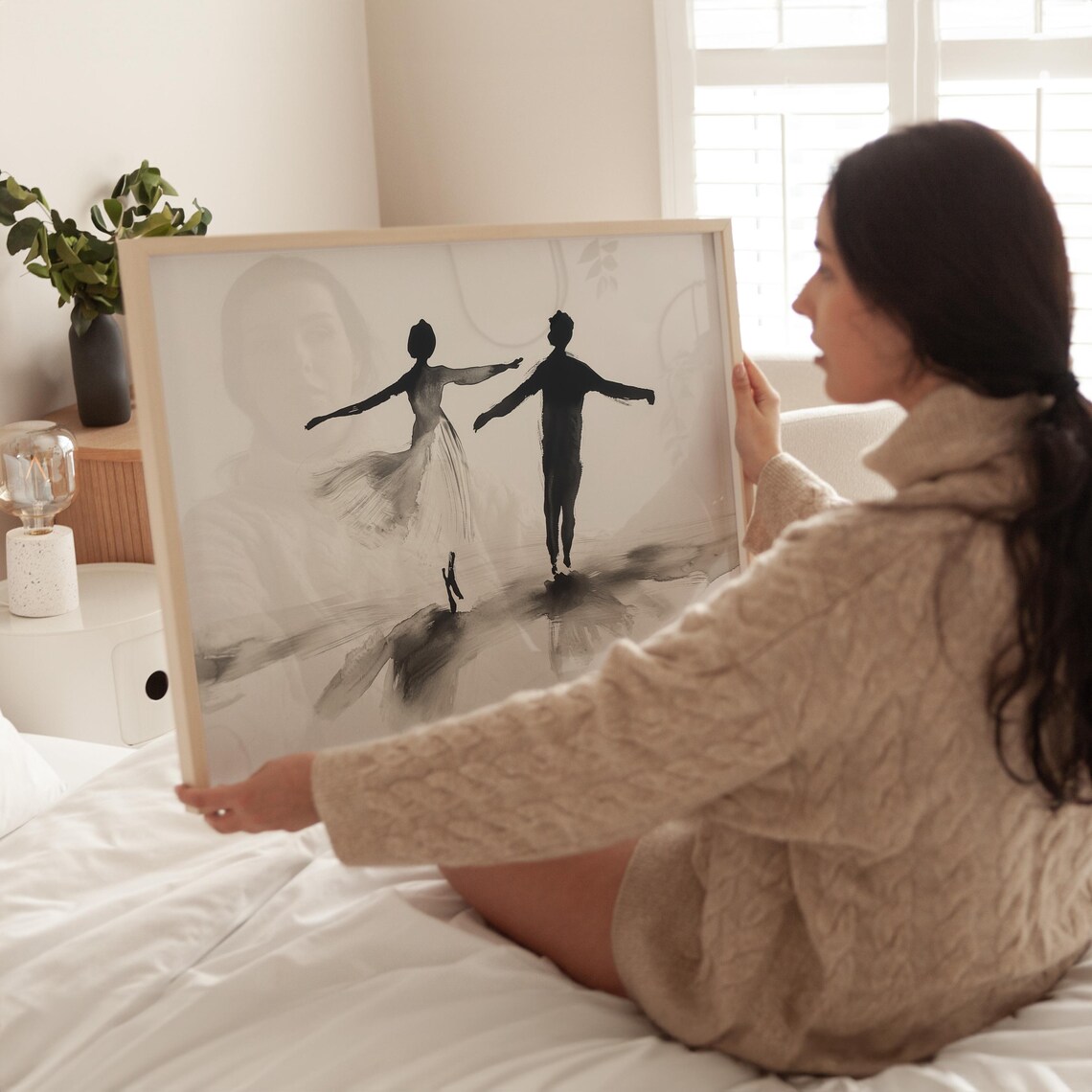Dancing Couple Silhouette, Minimalist Abstract Art - Image 4