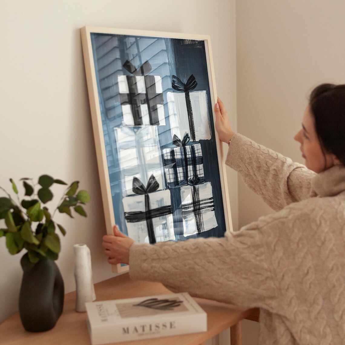 Abstract Gift Box, Minimalist Holiday Decor - Image 2