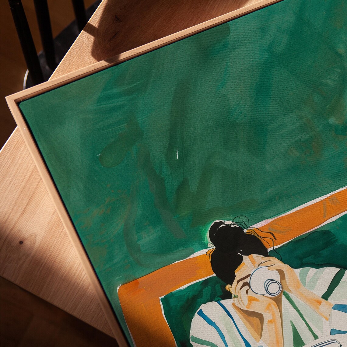 People Drinking Tea Contemporary Bedroom Art Print - Image 3