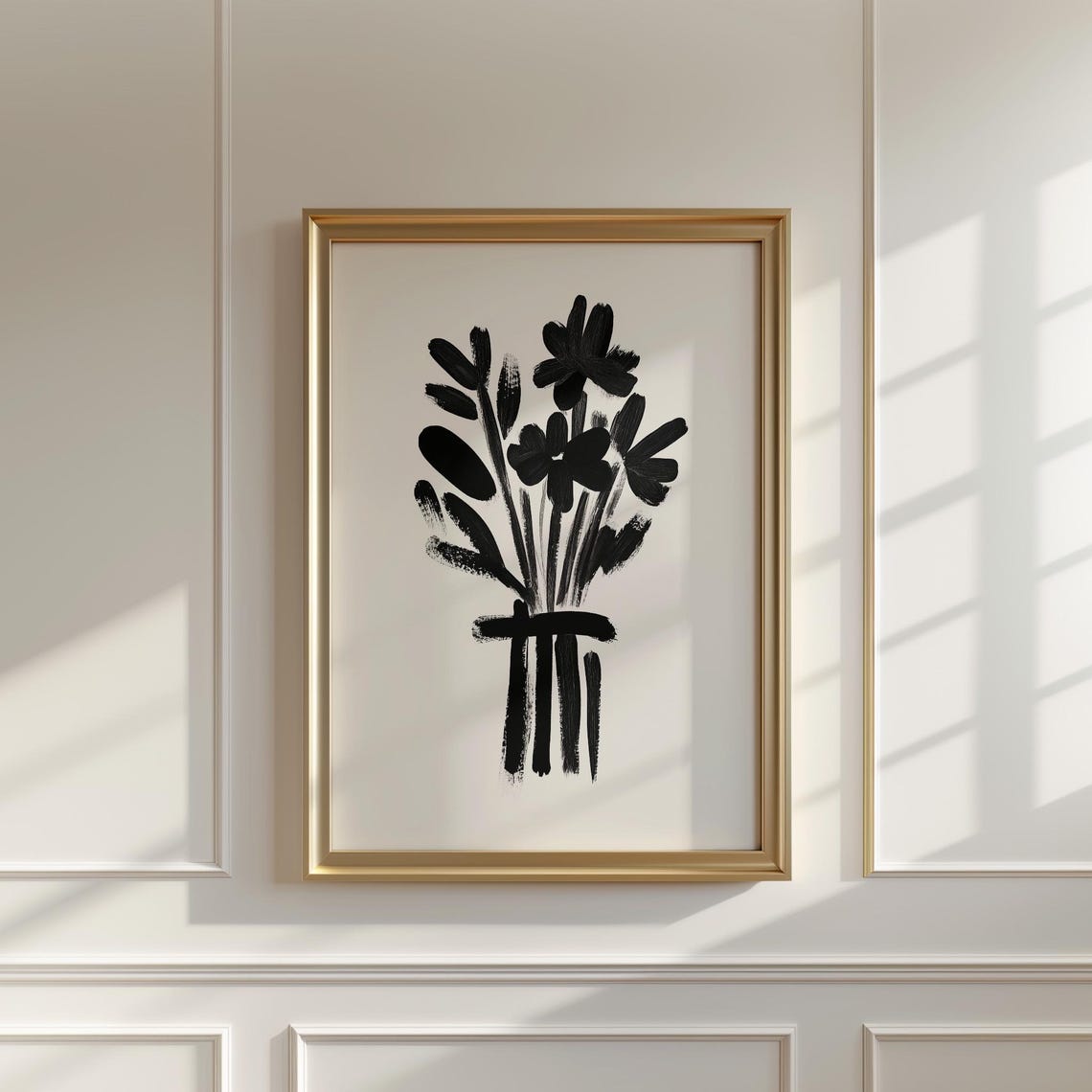 Black And White Brushstroke Flower Bouquet Minimalist Floral Poster - Image 3