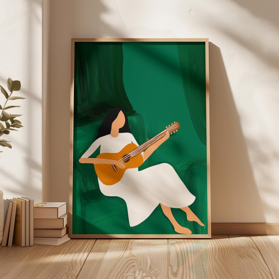 Minimalist Woman Playing Guitar, Music Room Decor - Image 6