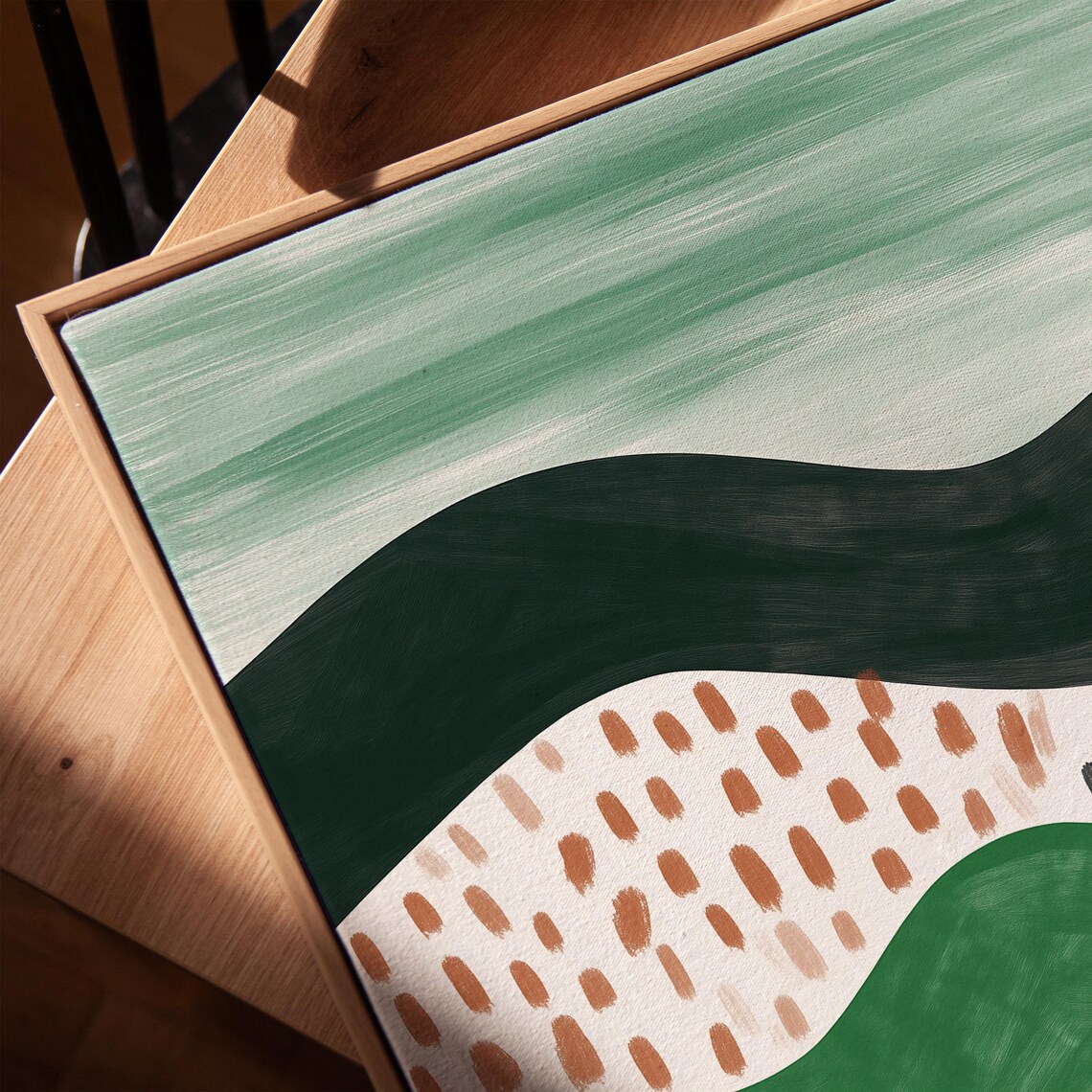 Abstract Green Travel Mountain Art Print - Image 3