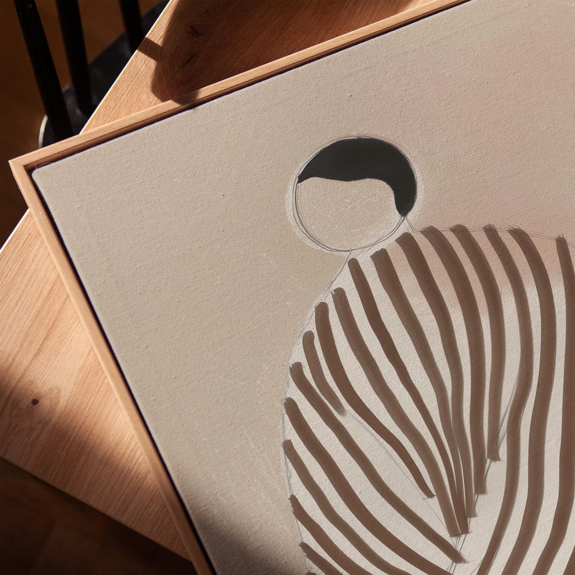 Striped Figure Sculptural Form Beige Minimalist Abstract Body Poster - Image 4
