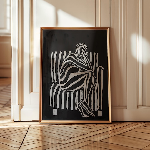 Abstract Black And White Figure Art, Minimalist Print
