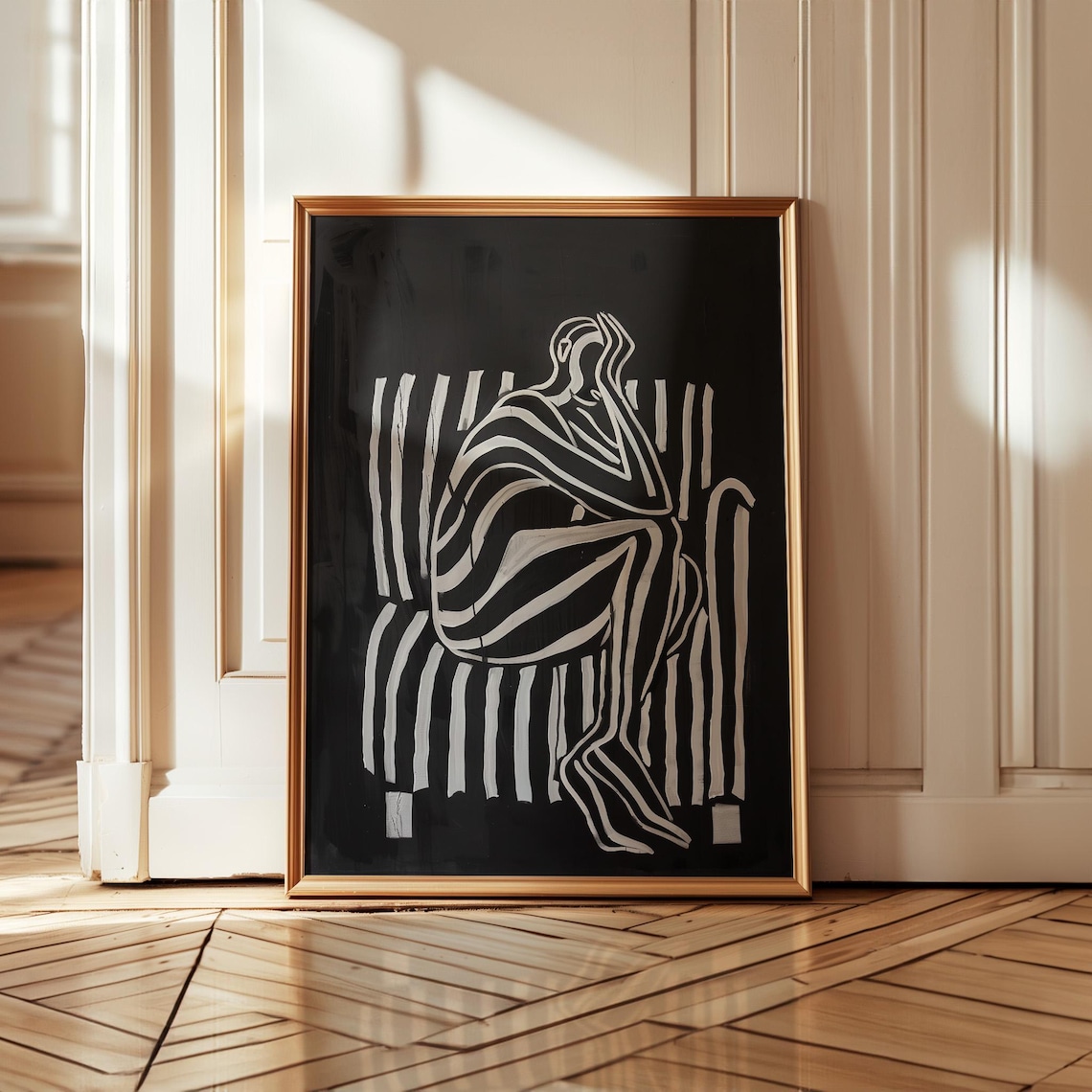 Abstract Black And White Figure Art, Minimalist Print