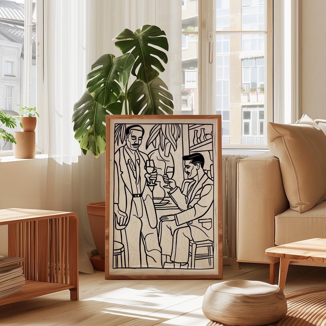 Dapper Men Line Art Vintage Bar Wall Art - Image 2
