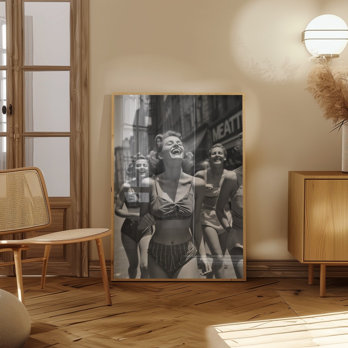 Vintage Photo Of Women In Bikini Print Vintage Photo Women In Bikini Wall Art Black And White Photo Happy Girls Wall Art - Image 2