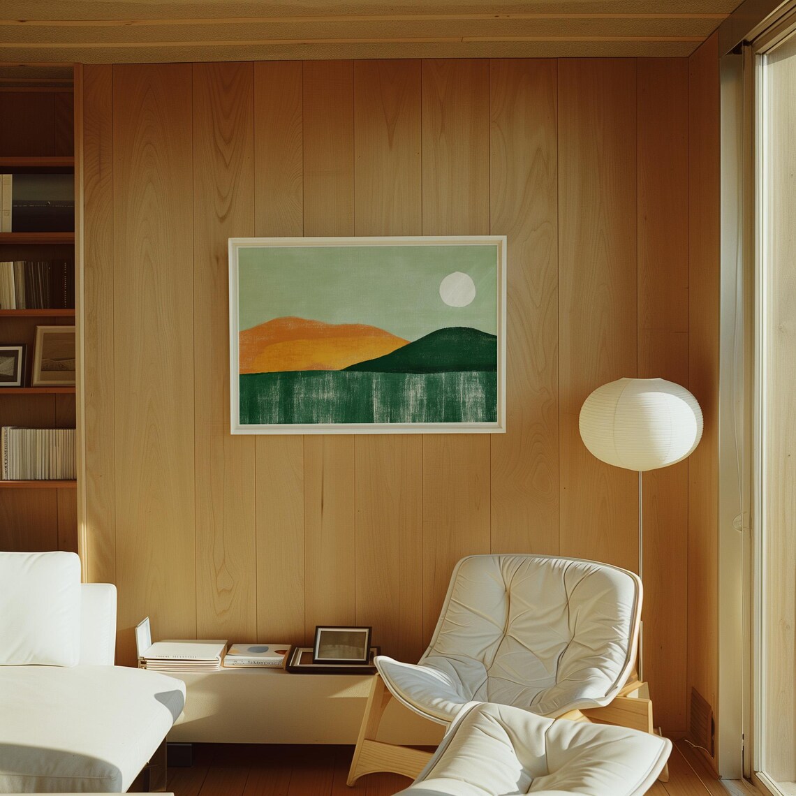 Minimalist Mountain Sunset, Abstract Landscape Poster - Image 3