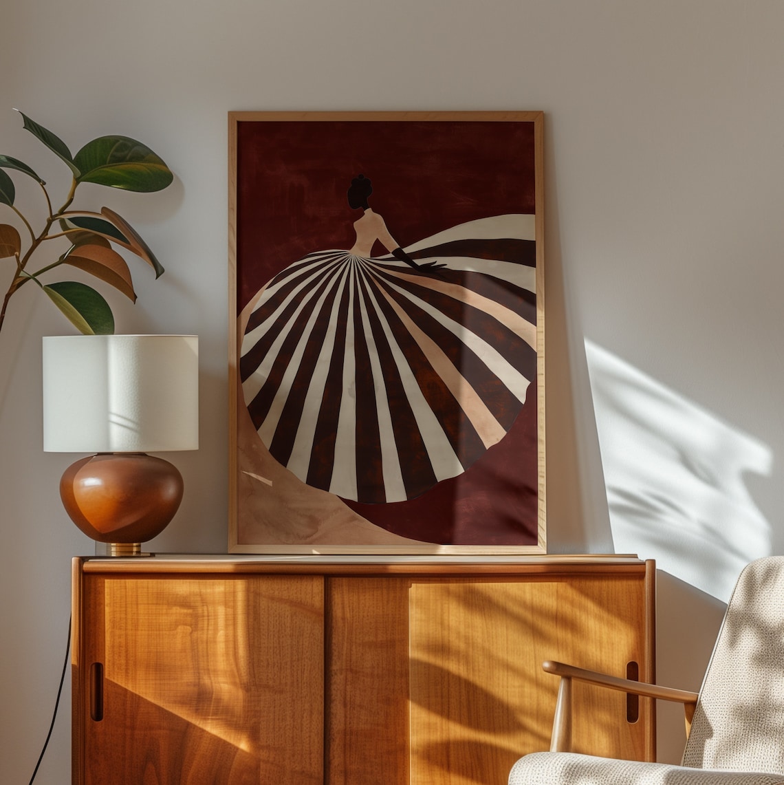 Contemporary Dark Brown Striped Abstract Wall Art - Image 3