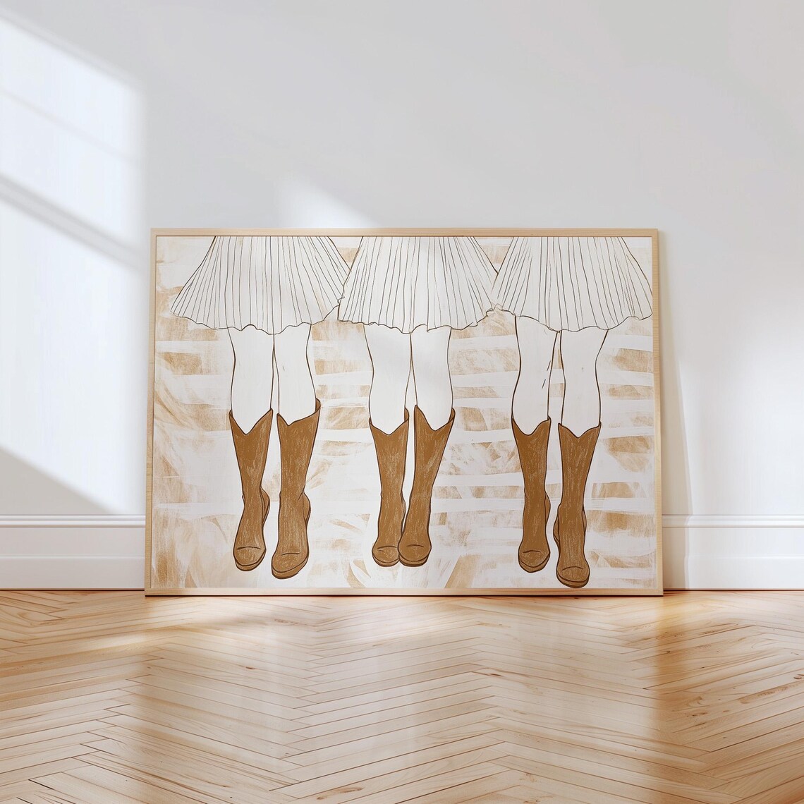 Three Pairs of Cowgirl Boots Minimalist Western Line Art Poster - Image 3