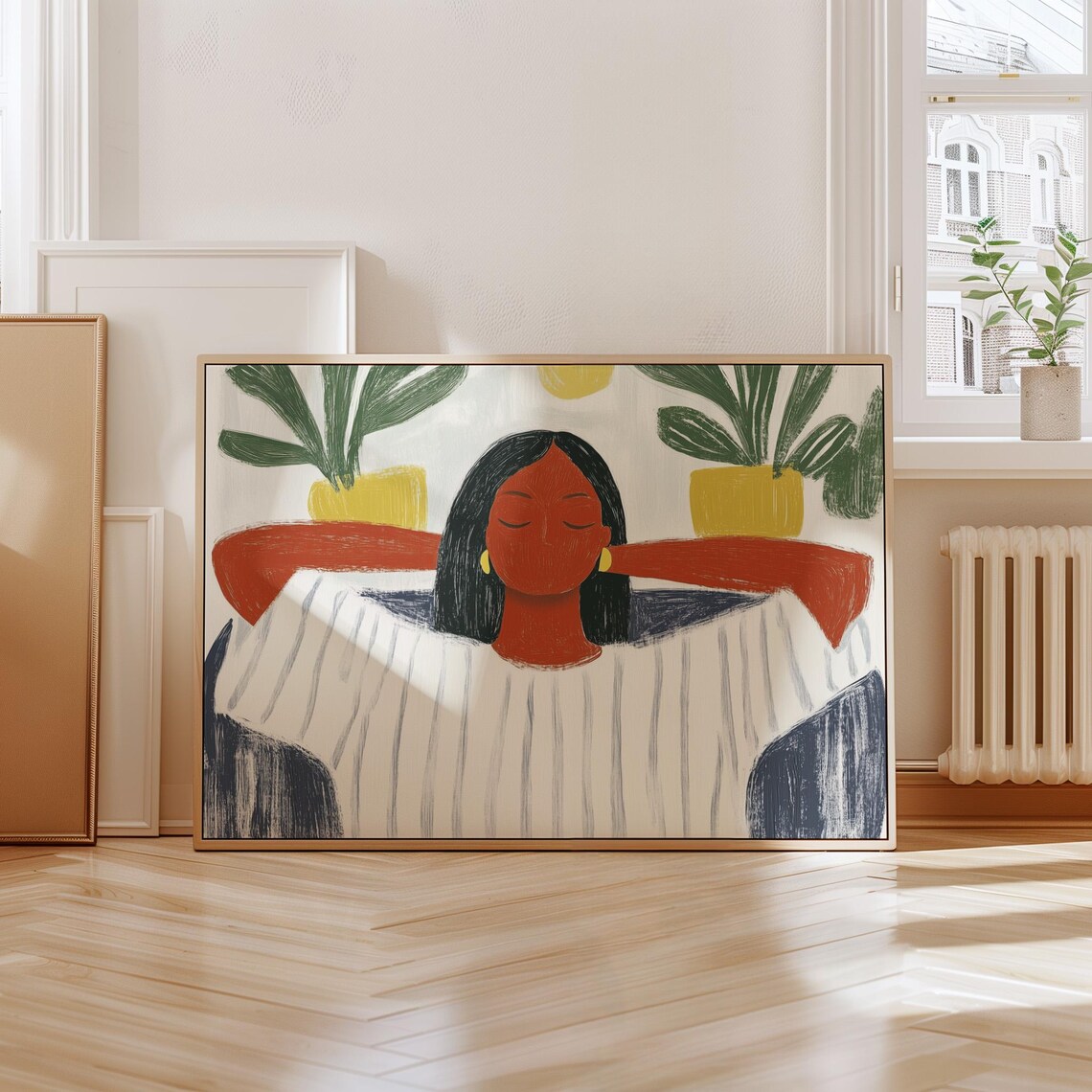 Relaxed Woman With Plants, Minimalist Art Print - Image 5