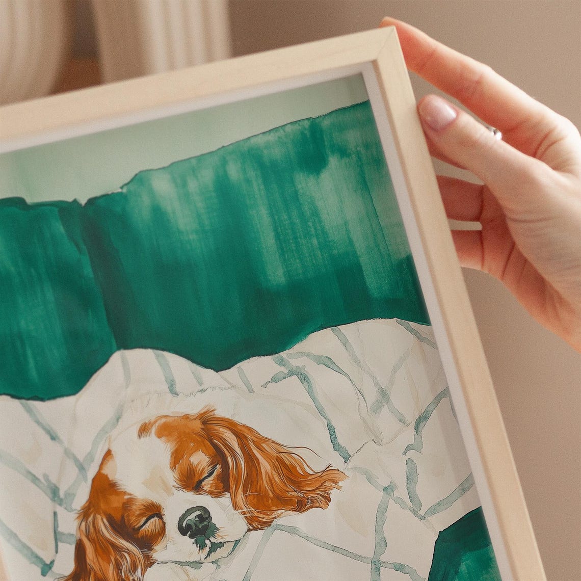 Sleeping Cavalier King Charles Spaniel Cozy Dog Portrait Poster - Image 3