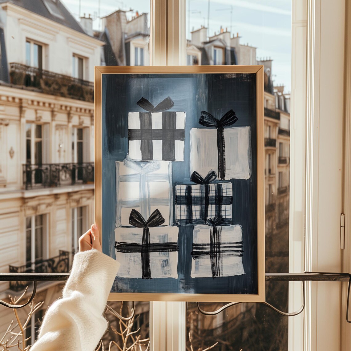Abstract Gift Box, Minimalist Holiday Decor