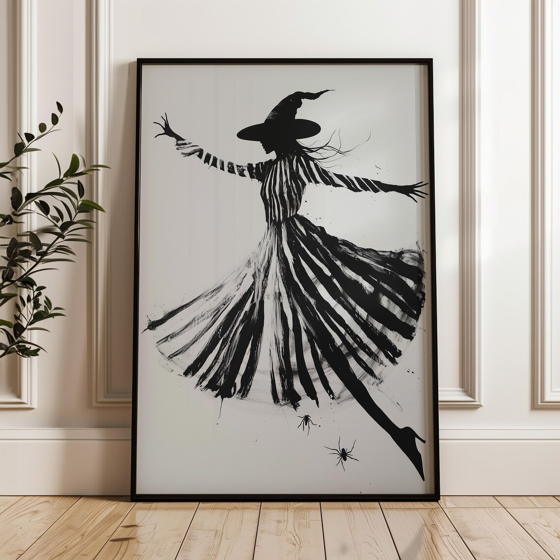 Abstract Witch Silhouette, Halloween Gothic Decor