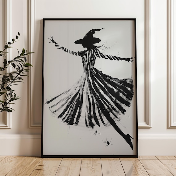 Abstract Witch Silhouette, Halloween Gothic Decor