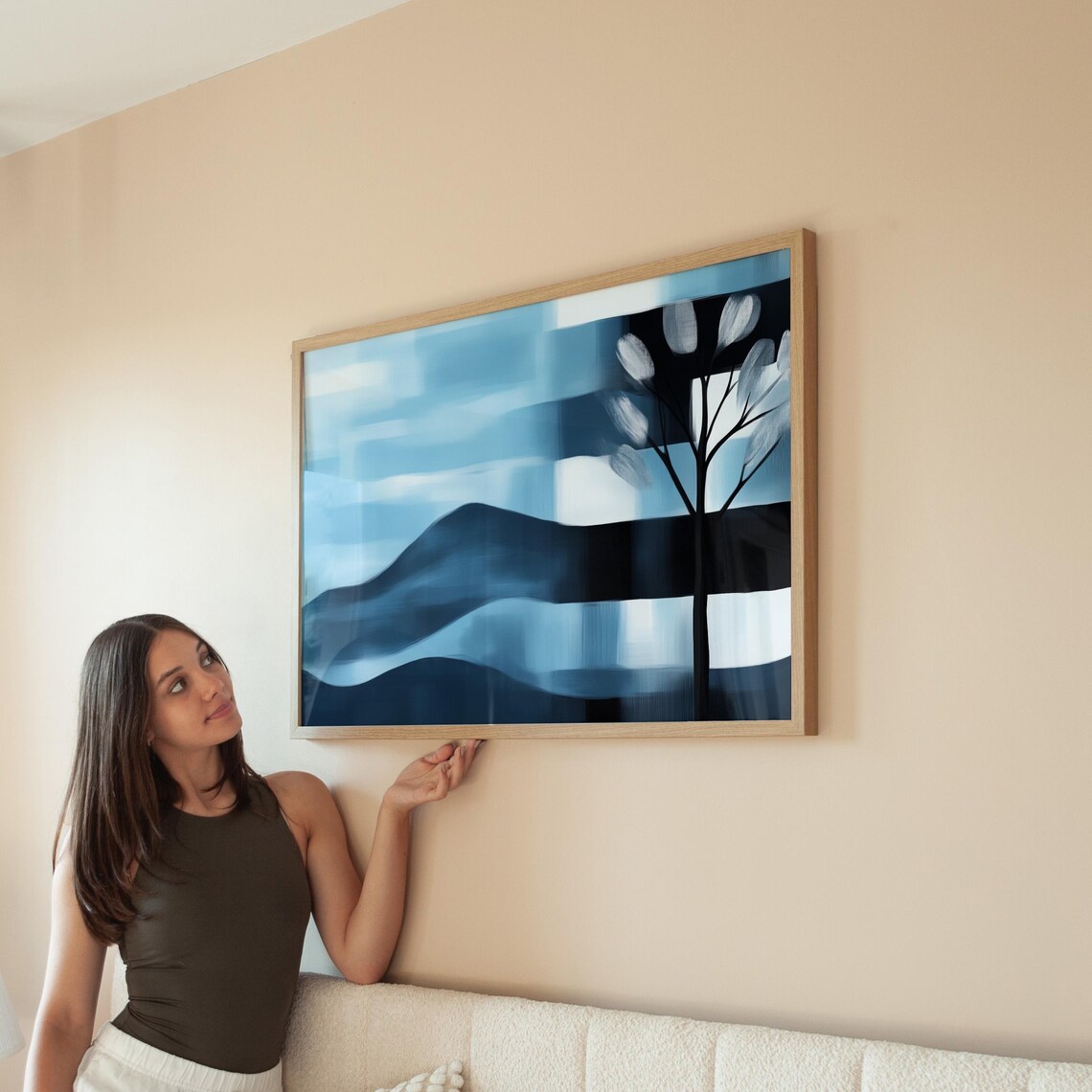 Modern Abstract Landscape, Minimalist Mountain Silhouette - Image 3