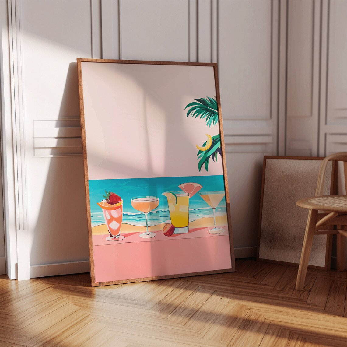 Coastal Alcohol Beach Print, Tropical Sunset Decor
