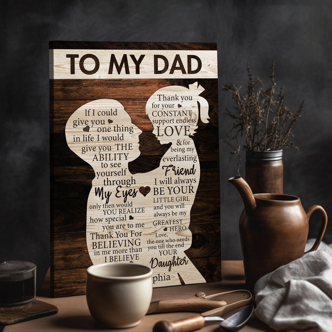 To My Dad Father Daughter Silhouette Sentimental Custom Name Poster - Image 2