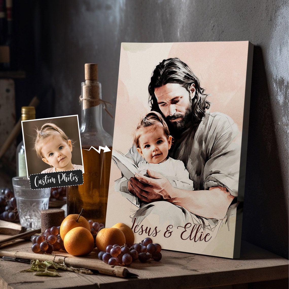 Personalized Jesus Holding Baby Memorial Your Child Safe In The Arms Of God Watercolor Wall Art Child And God Christ And Baby