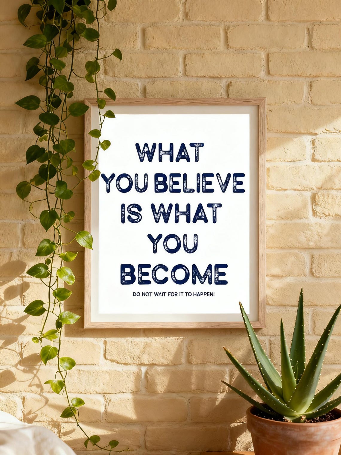 What You Believe Is What You Become Navy Bold Quote Motivation Poster