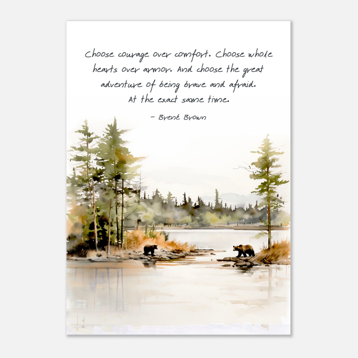 Brene Brown Choose Courage Over Comfort Quote Brown Bear Poster - Image 3