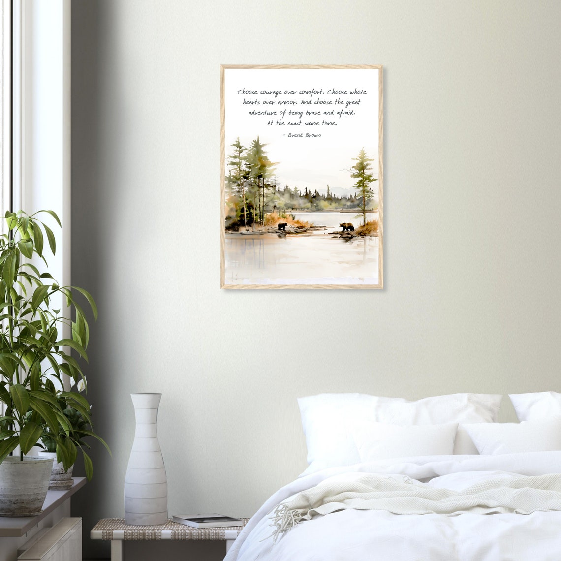 Brene Brown Choose Courage Over Comfort Lake Bears Pines Poster - Image 2