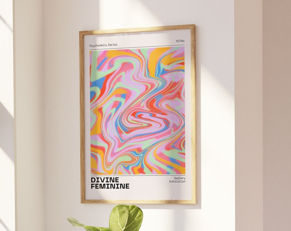 Divine Feminine Spiritual Aura Poster, Retro Decor