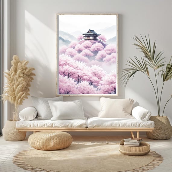 Serene Cherry Blossom Wall Art Matte Vertical Poster Japanese Decor Floral Home Gift For Nature Lovers Spring Artwork