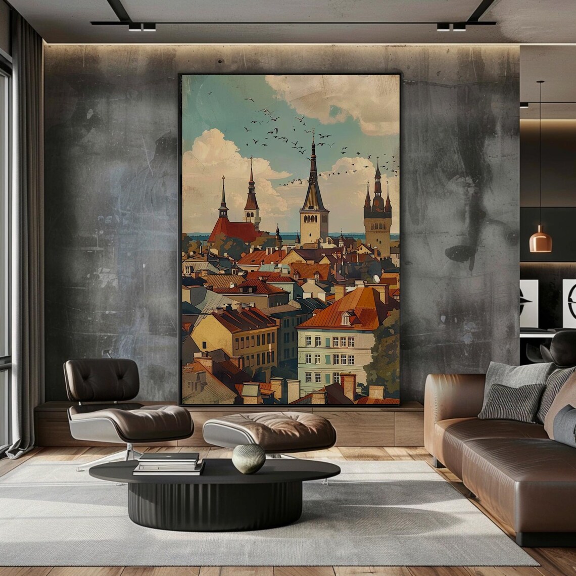 Tallinn Old Town Rooftops Medieval Church Spires Estonia Cityscape Poster