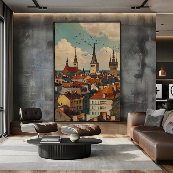 Tallinn Old Town Rooftops Medieval Church Spires Estonia Cityscape Poster