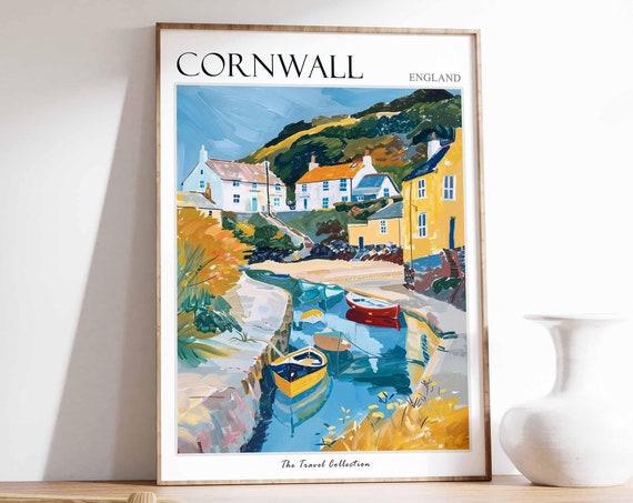 Cornwall Poster England Travel Print Cornwall Travel Art Cornwall Wall Art England Travel Cornwall Home Decor Cornwall Travel Gift