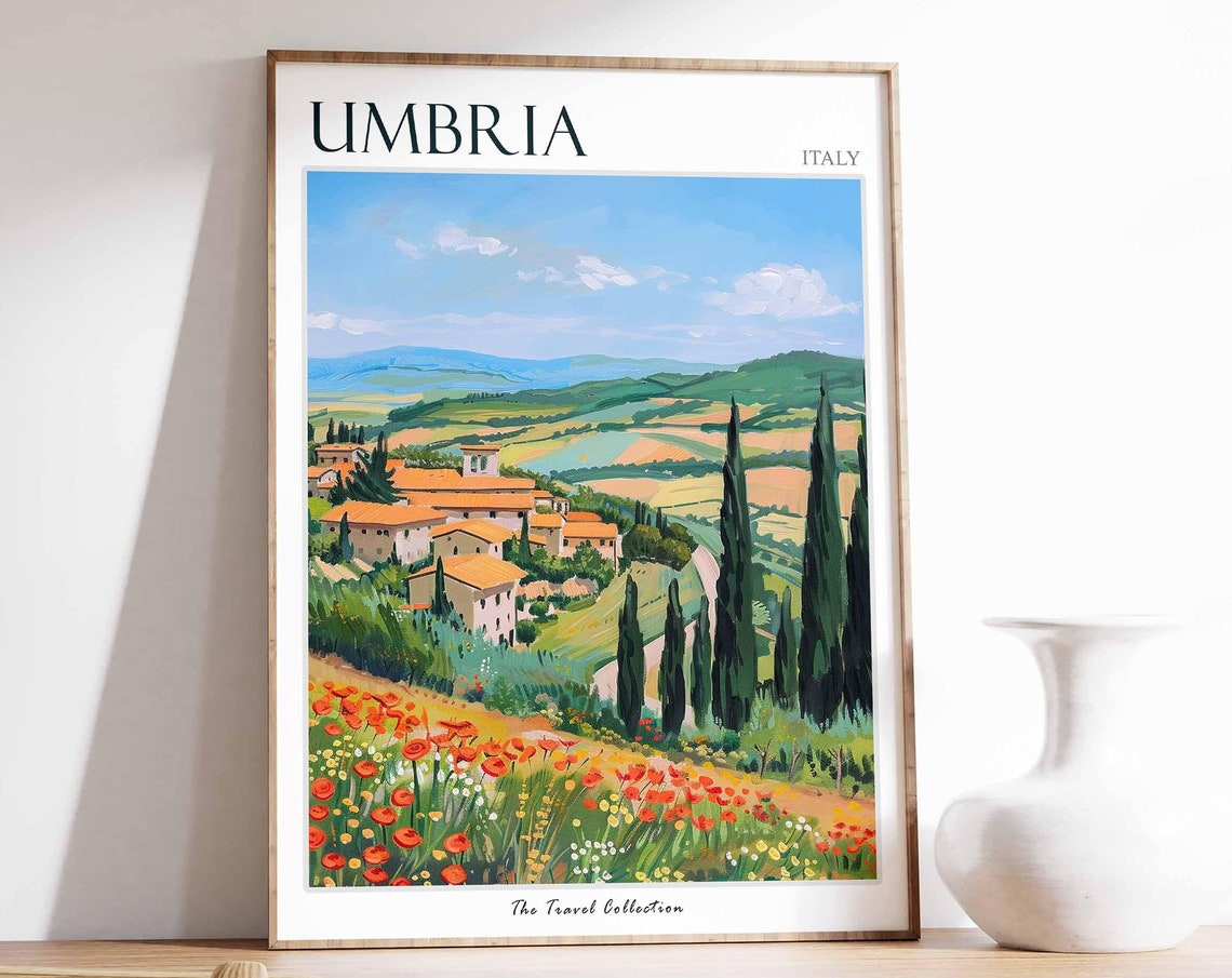 Umbria Poster Umbria Travel Print Italy Wall Art Italian Travel Print Italian Decor Italian Gift Umbria Wall Art